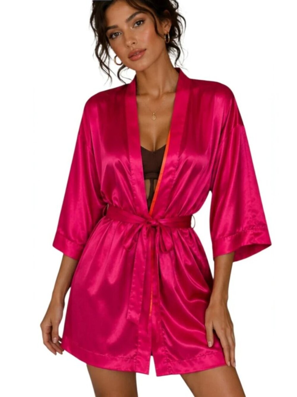 Victoria's Secret short satin robe - OS - hot pink